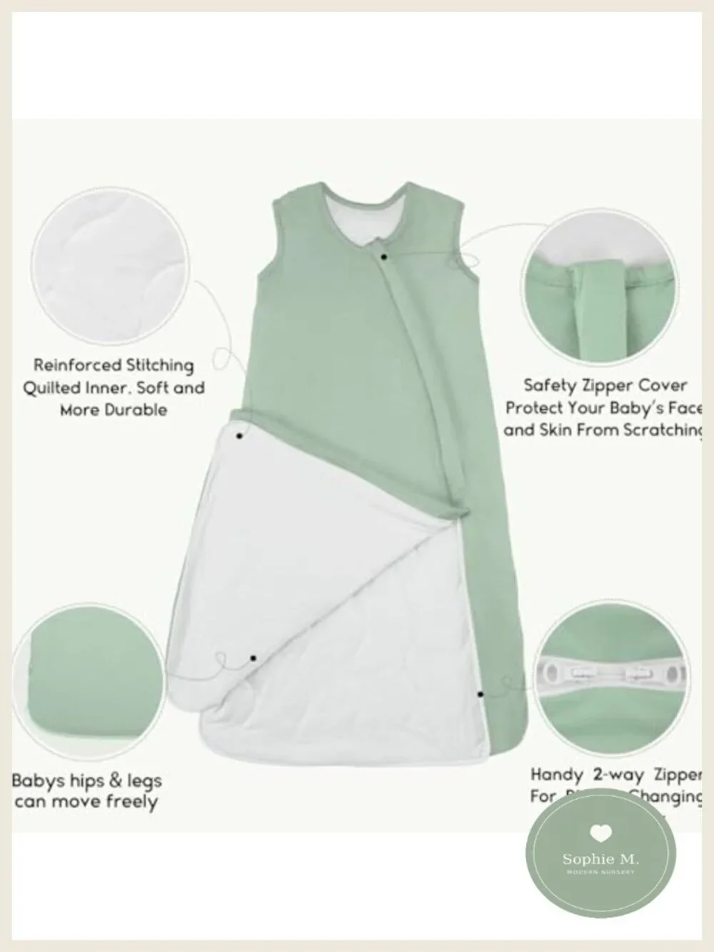 Rayon from Bamboo Baby Sleep Sack 1.0 Tog 2-Way Zipper Sleeveless